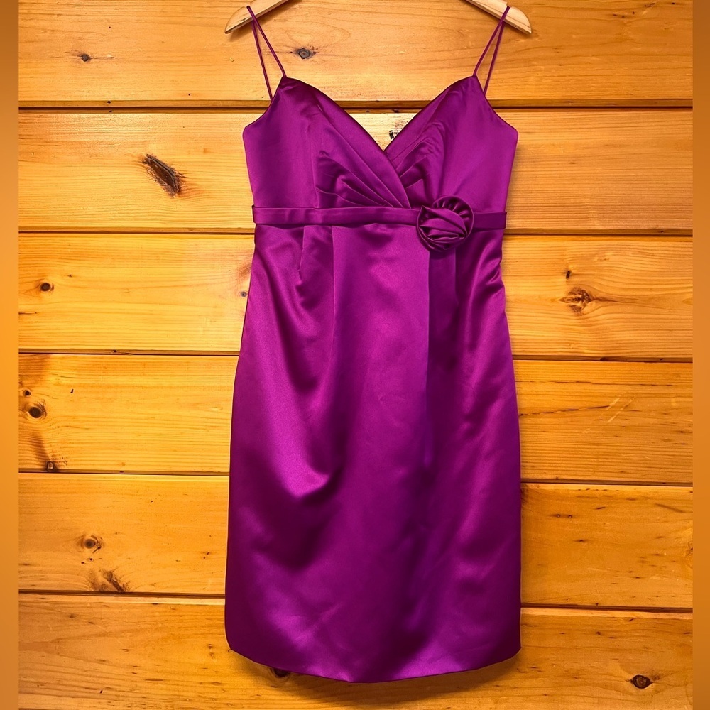 Da Vinci Mini Bridesmaid Formal Prom Plum Straps Sweetheart Lined Dress 10